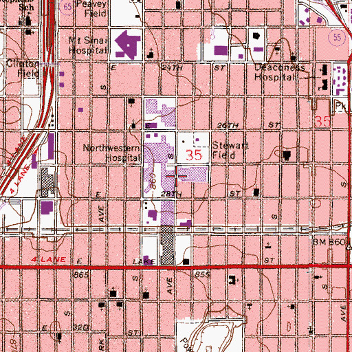 Topographic Map of Andersen Elementary School, MN