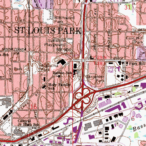 Topographic Map of Groves Academy, MN