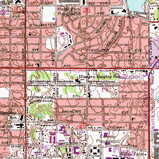 Topographic Map of Eastern Heights Elementary School, MN