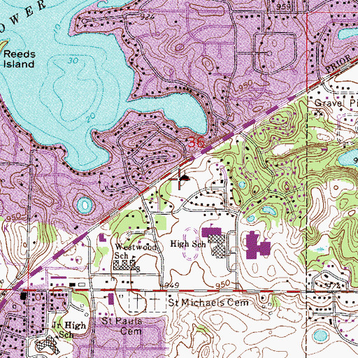 Topographic Map of Saint Paul's Lutheran School, MN