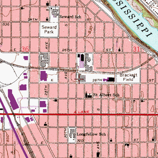 Topographic Map of Anne Sullivan Communication Center, MN