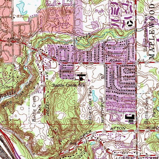 Topographic Map of Battle Creek Elementary School, MN