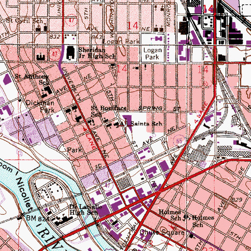 Topographic Map of Webster Elementary School, MN
