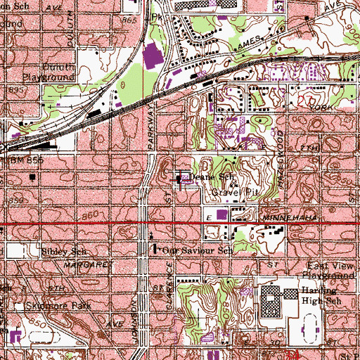 Topographic Map of L'Etoile du Nord French Immersion School, MN