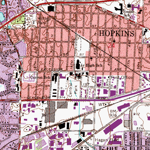 Topographic Map of Main Street School of Performing Arts, MN