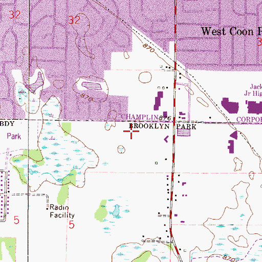 Topographic Map of Oxbow Creek Elementary School, MN
