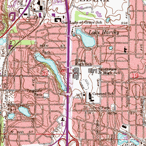Topographic Map of Normandale French Immersion Elementary School, MN