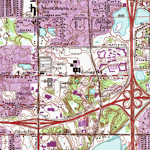 Topographic Map of Roseville Area Middle School, MN