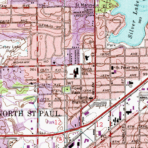 Topographic Map of Richardson Elementary School, MN