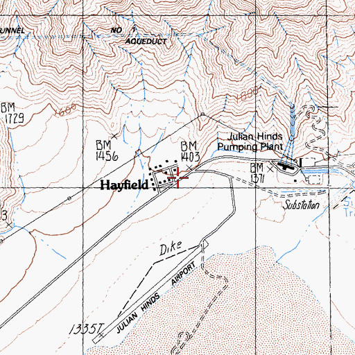 Topographic Map of Hayfield, CA