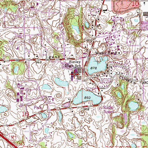 Topographic Map of Inver Grove Heights Middle School, MN