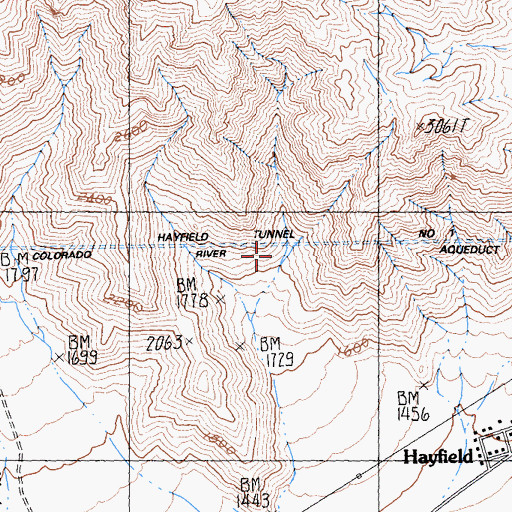 Topographic Map of Hayfield Tunnel Number One, CA