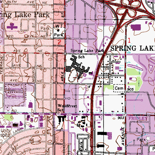 Topographic Map of Kenneth Hall Elementary School, MN