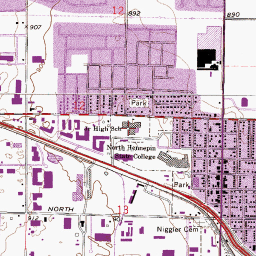 Topographic Map of Osseo Middle School, MN