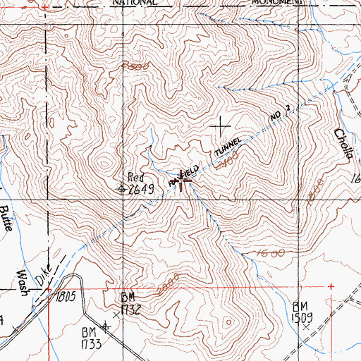 Topographic Map of Hayfield Tunnel Number Two, CA