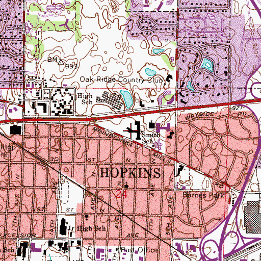 Topographic Map of Alice Smith Elementary School, MN