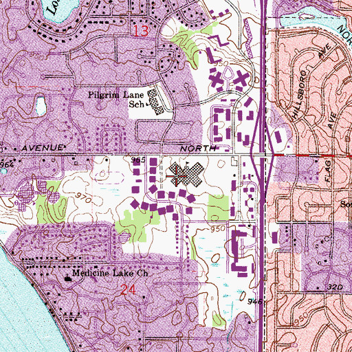 Topographic Map of Plymouth Middle School, MN
