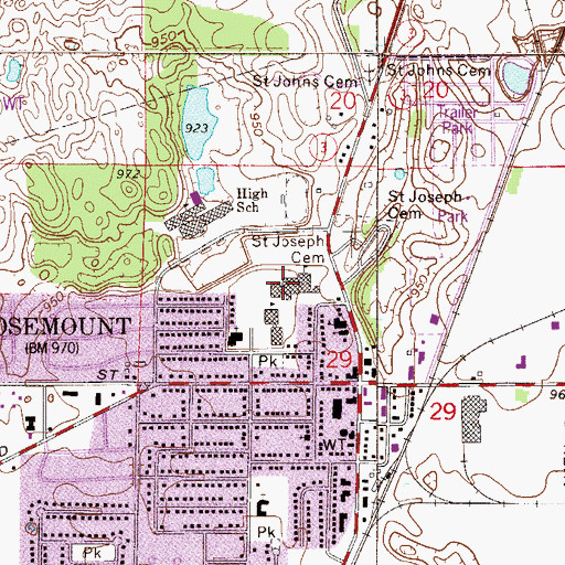 Topographic Map of Rosemount Middle School, MN