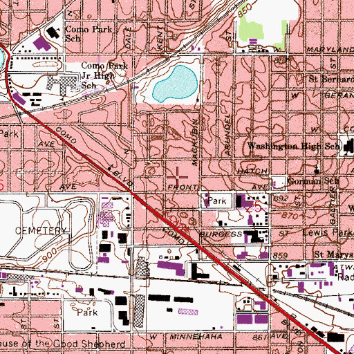Topographic Map of Crossroads Elementary School, MN