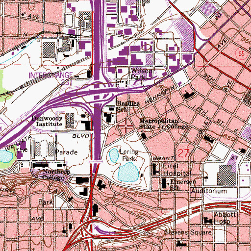 Topographic Map of Minneapolis Community and Technical College, MN