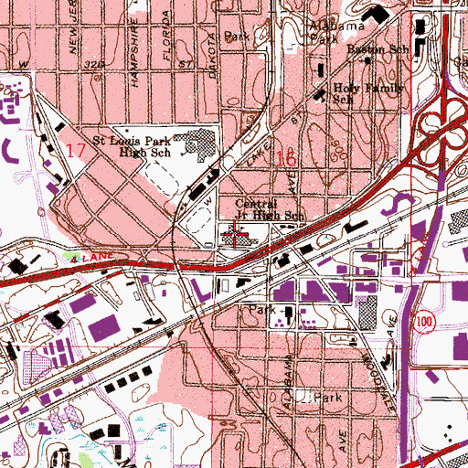 Topographic Map of Park Spanish Immersion Elementary School, MN