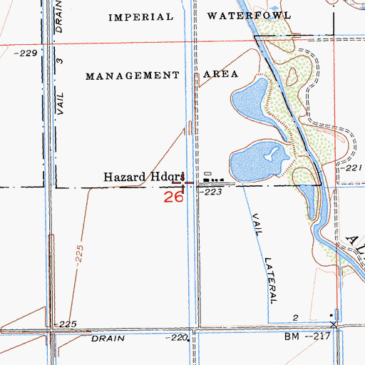 Topographic Map of Hazard Headquarters, CA