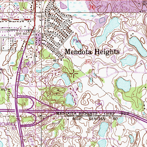 Topographic Map of Friendly Hills Middle School, MN