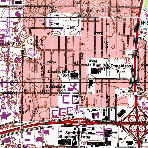 Topographic Map of Intermediate District 287 Lincoln Hills Education Center, MN