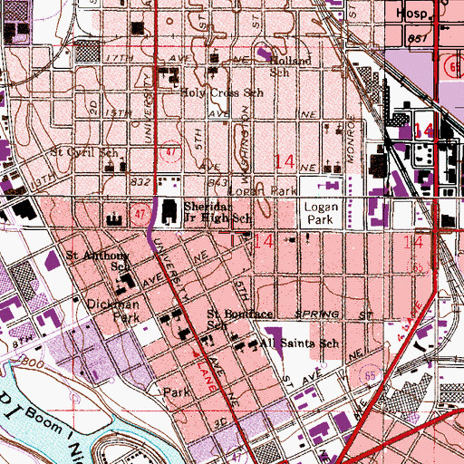 Topographic Map of Saint John Lutheran School, MN