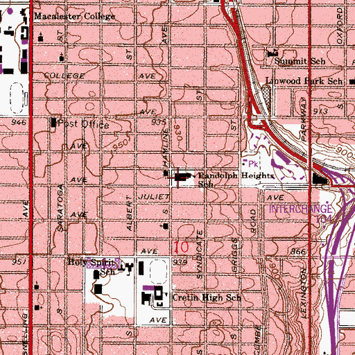 Topographic Map of Randolph Heights Elementary School, MN