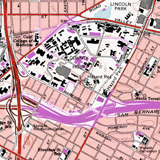 Topographic Map of Hazard Reservoir, CA