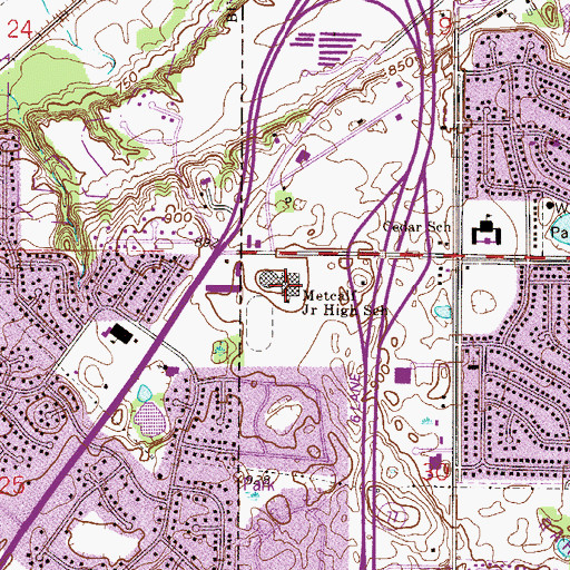 Topographic Map of Metcalf Junior High School, MN