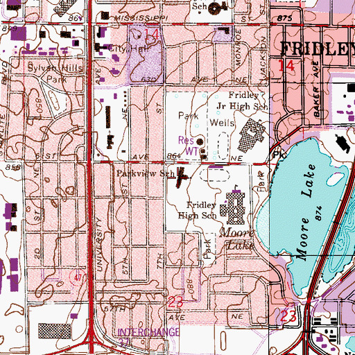 Topographic Map of Fridley Community Center, MN