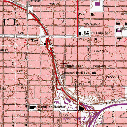 Topographic Map of Saint Paul Academy and Summit School - Goodrich Campus, MN