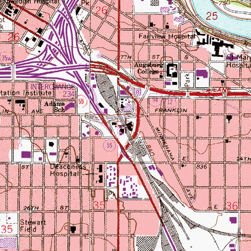 Topographic Map of American Indian Opportunities Industrialization Center, MN