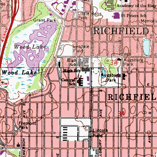 Topographic Map of Richfield Montessori and Child Care Center, MN