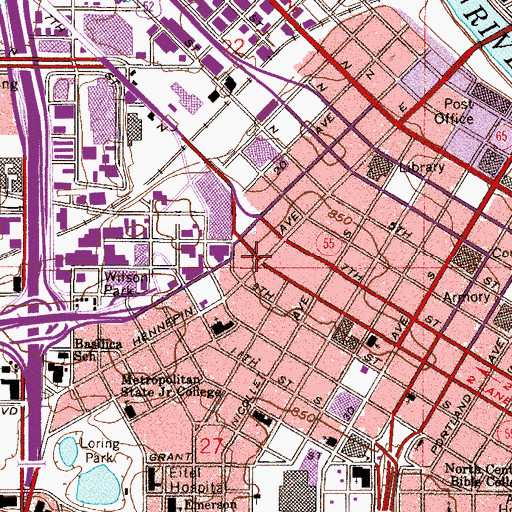 Topographic Map of Lincoln International School, MN