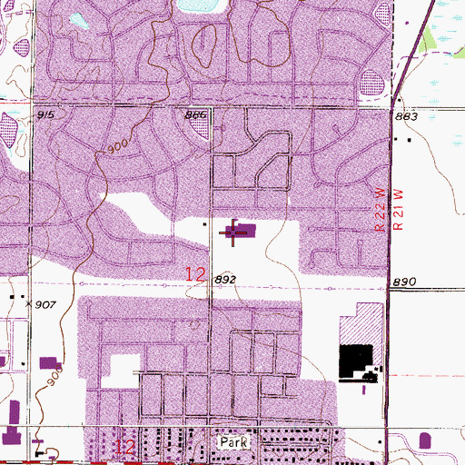 Topographic Map of Elm Creek Elementary School, MN