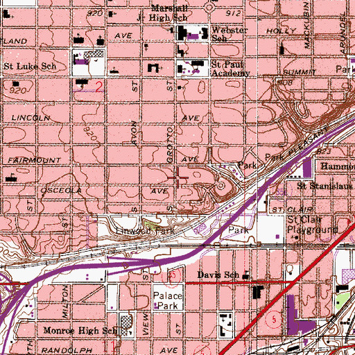 Topographic Map of Bush Memorial Children's Center, MN