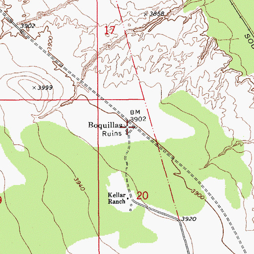 Topographic Map of Boquillas, AZ