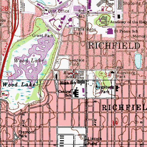Topographic Map of Richfield Senior High School, MN