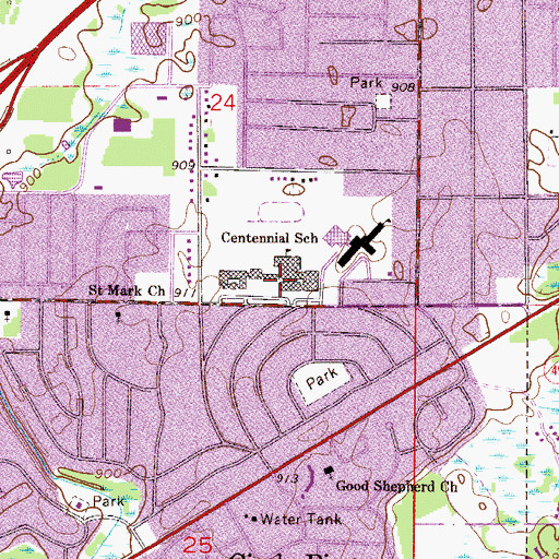 Topographic Map of Centennial High School - White Building, MN
