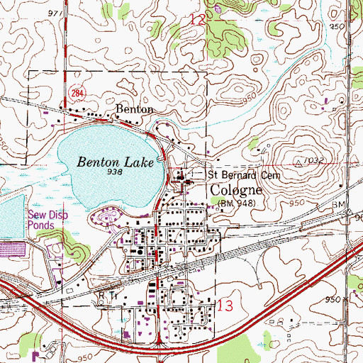 Topographic Map of Saint Bernard School, MN