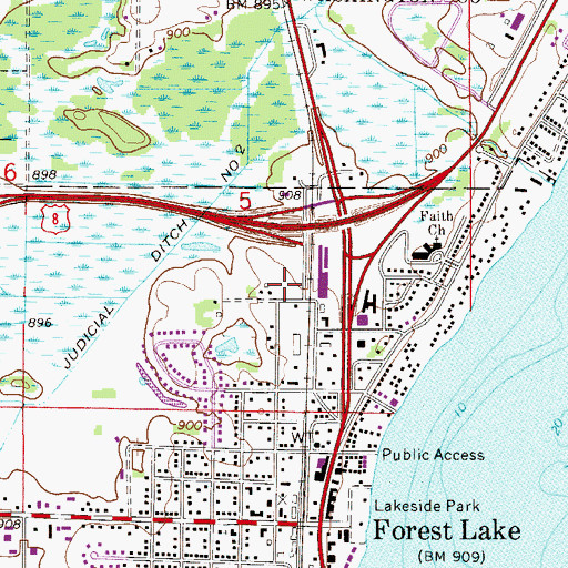 Topographic Map of North Lakes Academy Middle School, MN