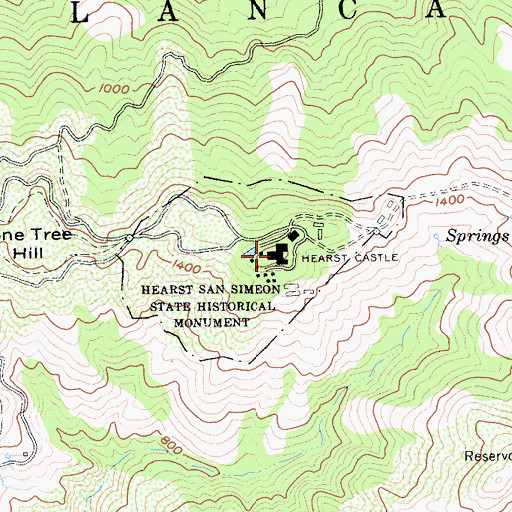 Topographic Map of Hearst Castle, CA