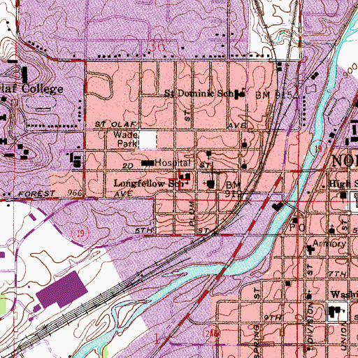 Topographic Map of Longfellow School, MN
