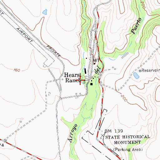 Topographic Map of Hearst Ranch, CA