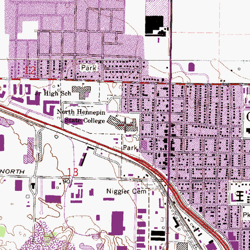Topographic Map of Osseo Senior High School, MN