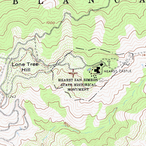 Topographic Map of Hearst San Simeon State Historical Monument, CA