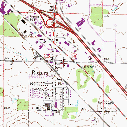 Topographic Map of Mary Queen of Peace Catholic School, MN